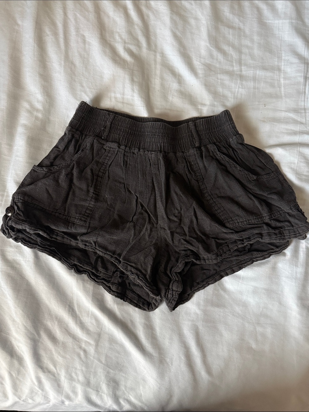 Women's Black Athletic Shorts with Elastic Waist